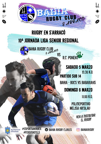 10ª Jornada de Liga Senior Regional Bahía R.C. vs. R.C. Ponent (sábado 5) y Bocs-Bahía vs. Babarians sub 14 (domingo 6)
